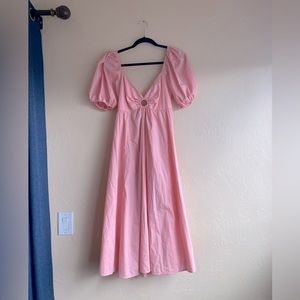 Abercrombie & Fitch / O-Ring Puff Sleeve Midi Dress / Pink / Size M Petite